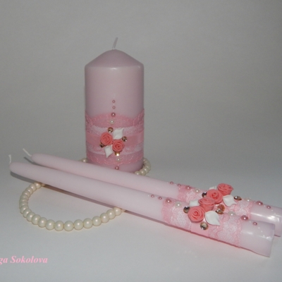 Набор свадебных свечей "Розовый фламинго"