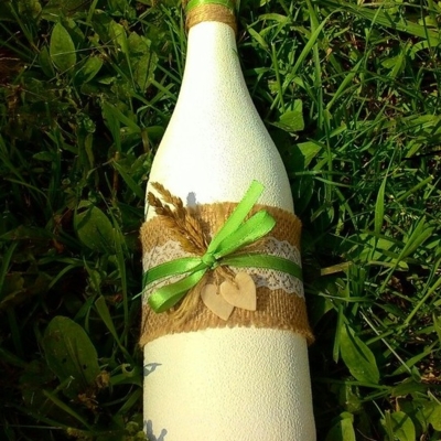 Декор свадебных бутылок в стиле "Рустик"