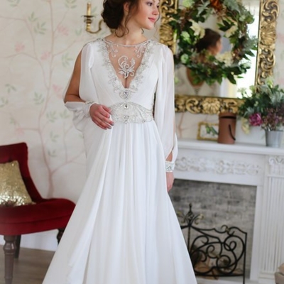 Свадебное платье с вышивкой 