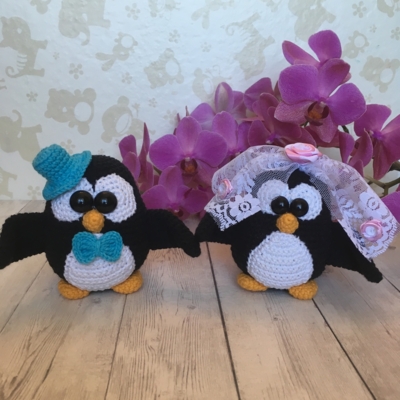 Вязаные пингвины - подарок на свадьбу