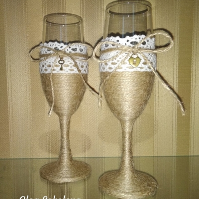 Свадебные бокалы в стиле "Рустик"